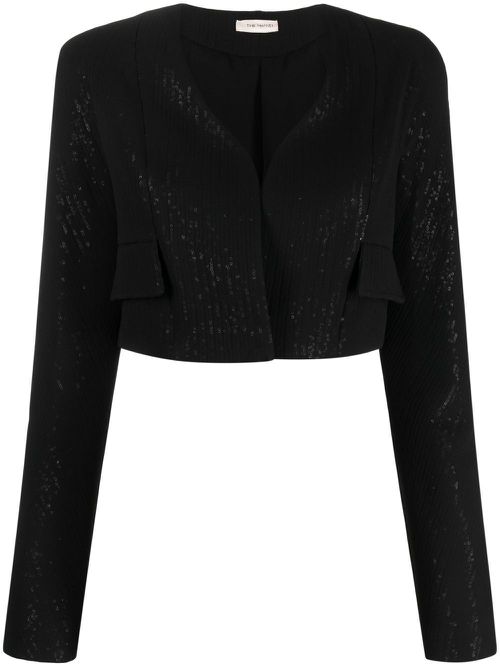 Terras sequinned cropped blazer - Black