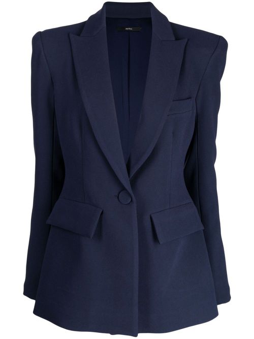 Peak-lapel padded-shoulder blazer - Blue