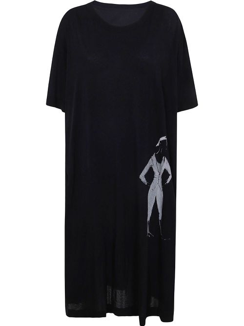 Graphic-print midi dress - Black