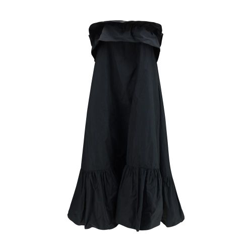 Ruched Canvas Dress — Black