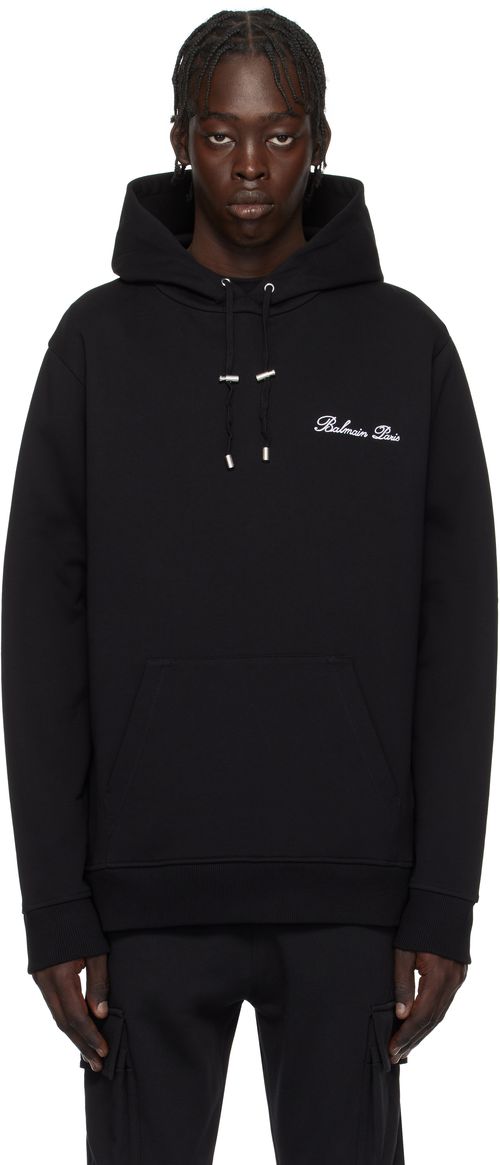 Balmain Black 'Balmain' Signature Hoodie