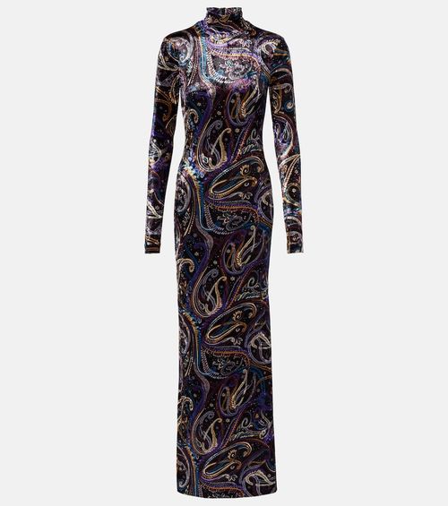 Sequined turtleneck gown