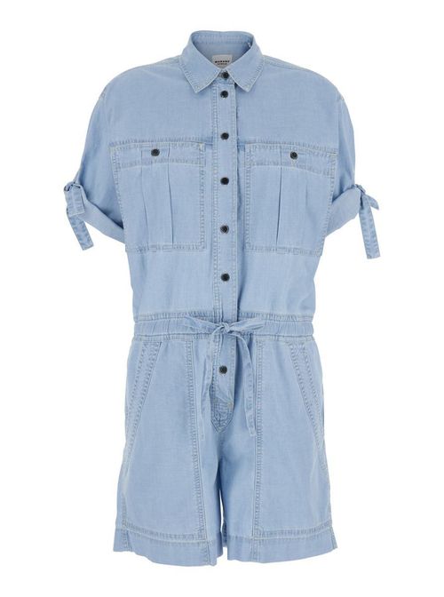 'Vally' Light Blue Tracksuit With Chest Pockets And Elastic Waist With Drawstring In Cotton Woman