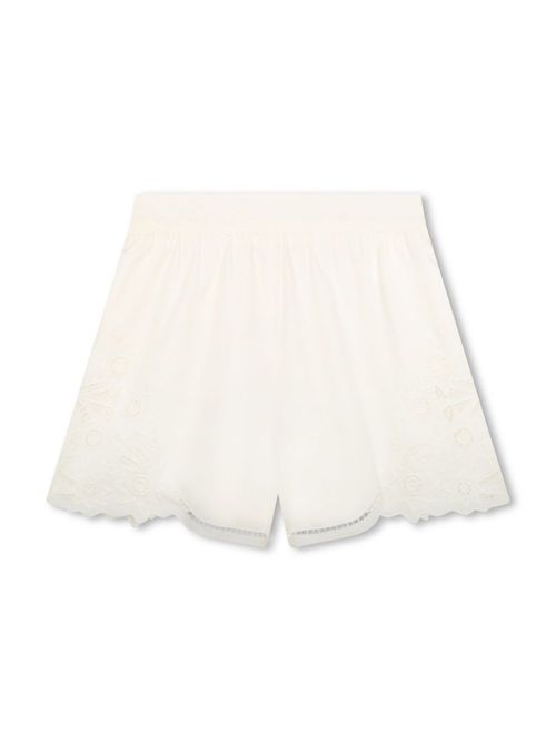 Embroidered-design organic cotton shorts - White