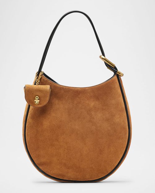 The Crescent Large Dual Hobo Bag in Suede