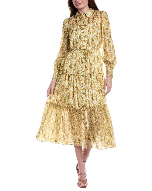 Printed Baja Linen-Blend Midi Dress