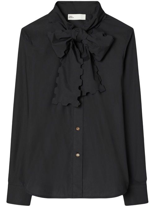 Scalloped-Bow Poplin blouse - Black
