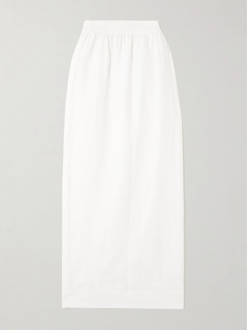 Emma Linen Midi Skirt - Ivory