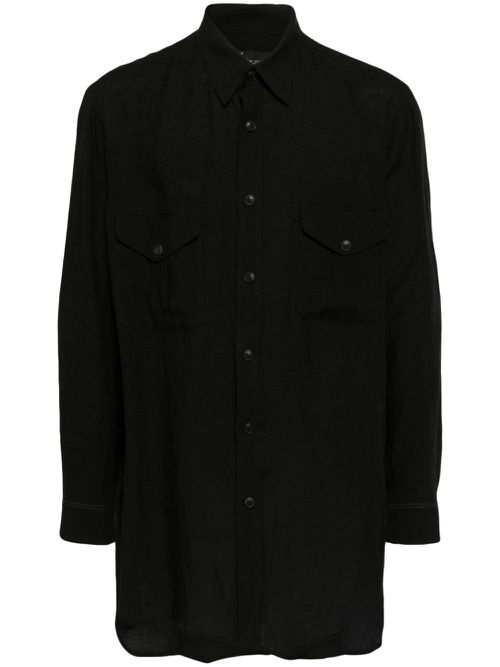 Long-sleeve flax shirt - Black