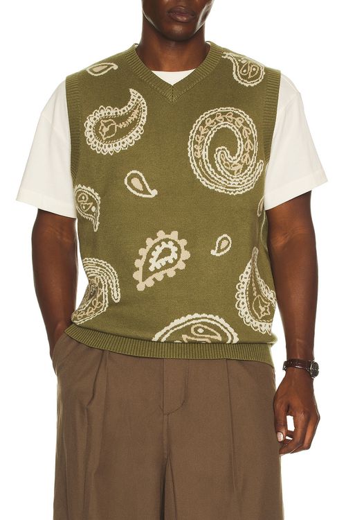 Malbon Paisley Sweater Vest in Olivine - Olive. S also in