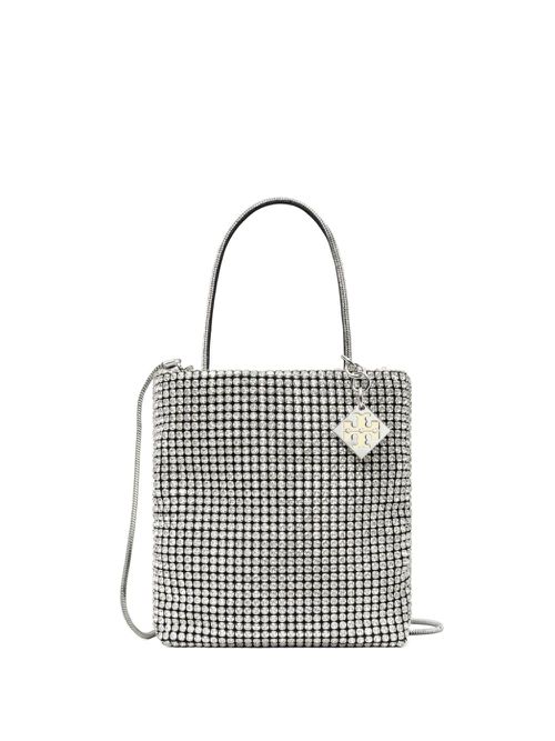 Mini Night Owl crystal-embellished tote bag - Silver