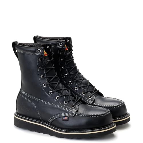 Thorogood American Heritage 8” Steel Toe Work Boots for Men - Full-Grain Leather with Moc Toe