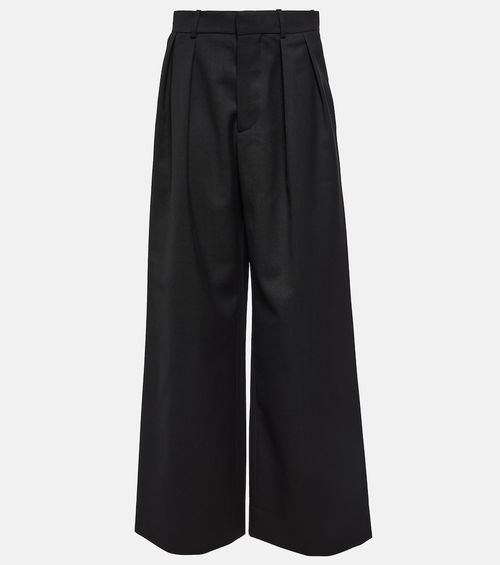 Pleated high-rise wide-leg wool pants