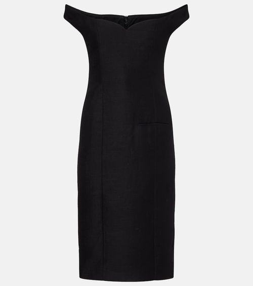 Bonny wool and linen-blend midi dress