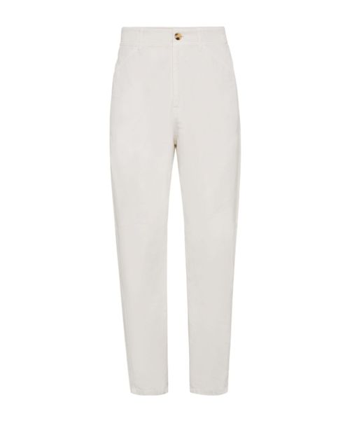 Utility-pocket gabardine trousers