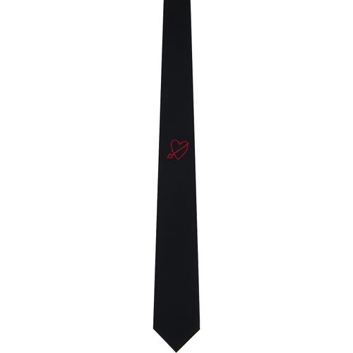 Black Heart Embroidered Tie