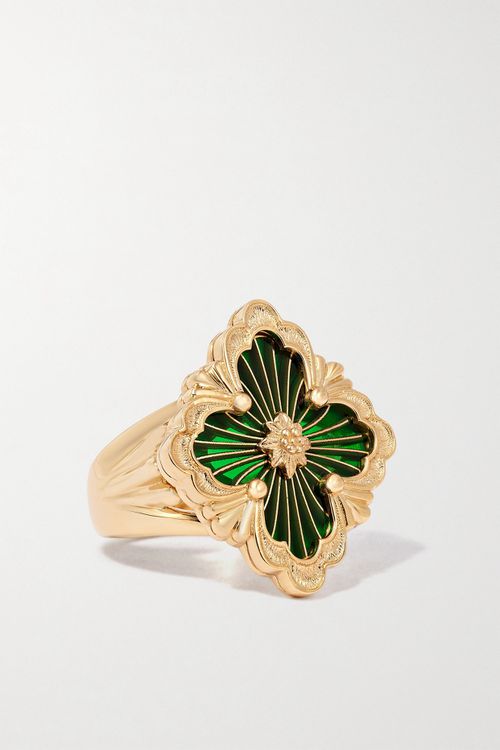Opera Tulle 18-karat Gold Enamel Ring - 52