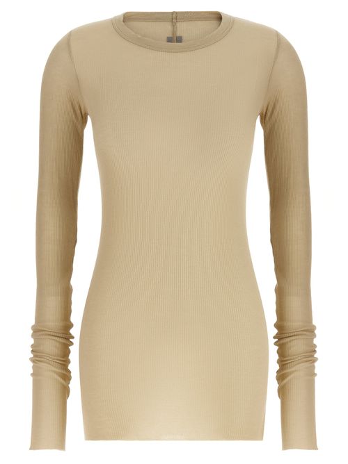 Ribbed Viscose T-Shirt — Beige