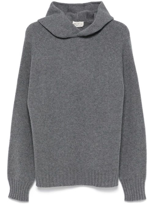 Ribbed-knit hoodie - Grey