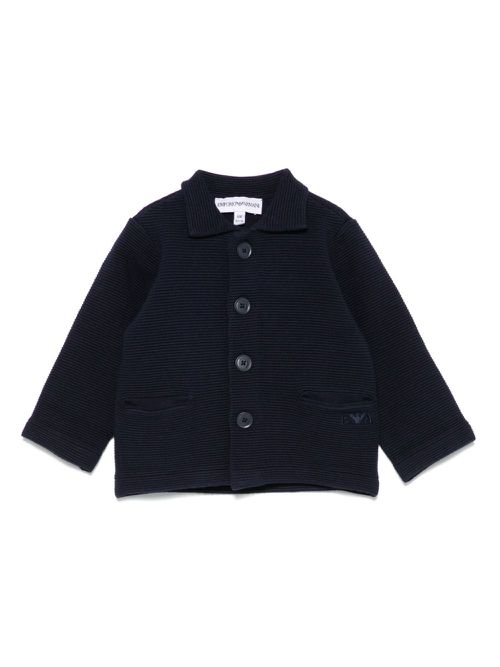 Ribbed-knit cardigan - Blue