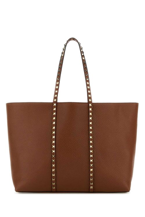 Caramel Leather Medium Rockstud Shopping Bag