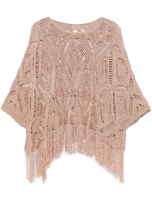 Openwork knit poncho - Neutrals