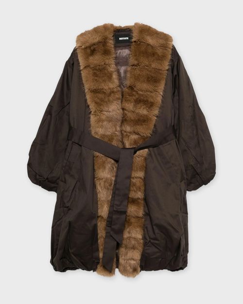 Rotate Coat Faux Fur Collar Espresso