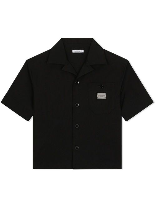 Logo-tag poplin shirt - Black