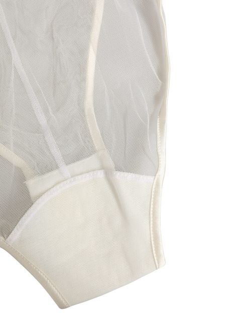Halterneck Sheer Nylon Bodysuit — White