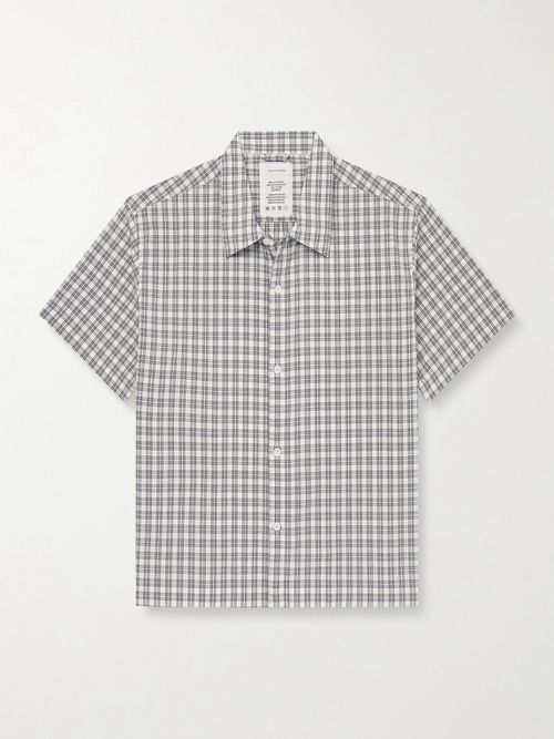 Holiday Checked Textured Cotton-Blend Shirt