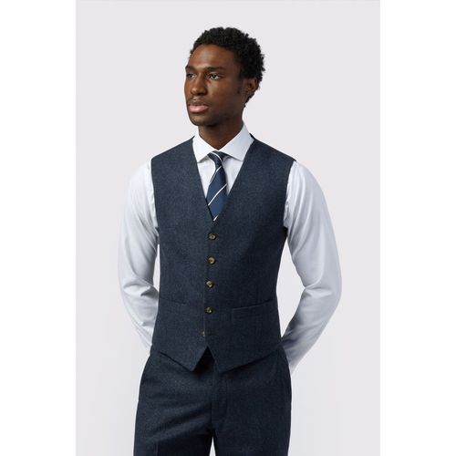 Alexandre Silver Label Mens Tailored Fit Donegal Waistcoat - Navy Wool - 36 Chest