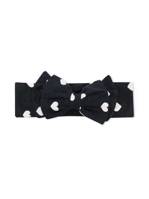 Bow-detail heart-print headband - Grey