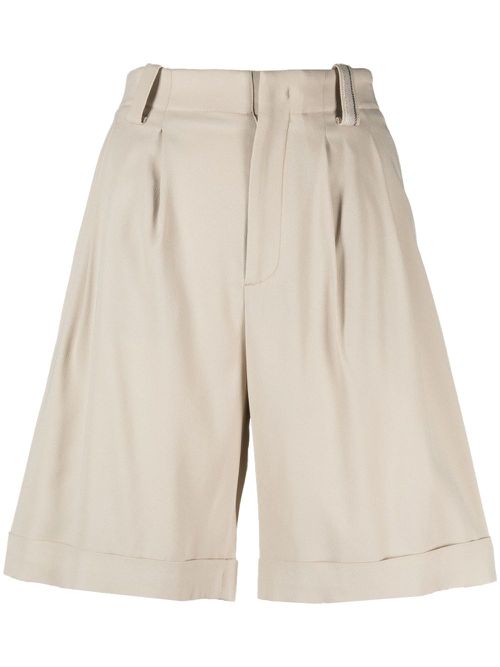 High-waist pleated shorts - Neutrals