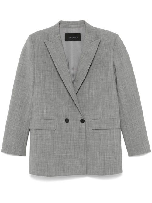 Double-Breasted Virgin Wool Blazer — grey