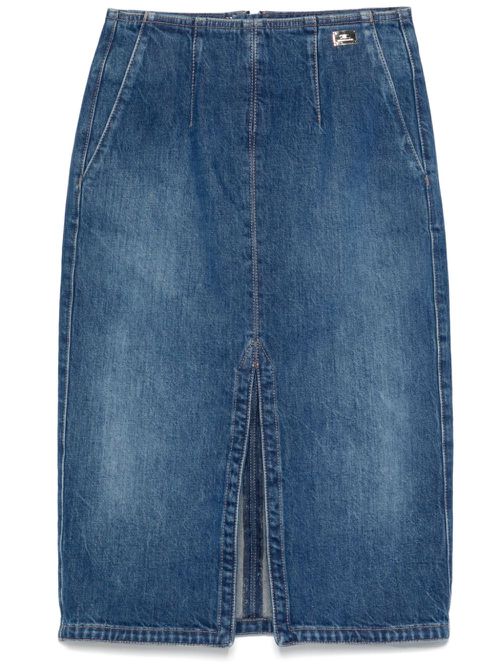Slit-detail midi skirt - Blue