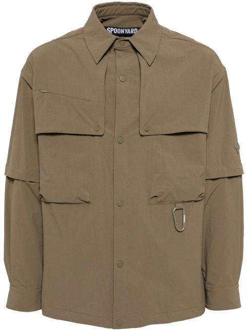 Detachable-sleeve shirt - Brown