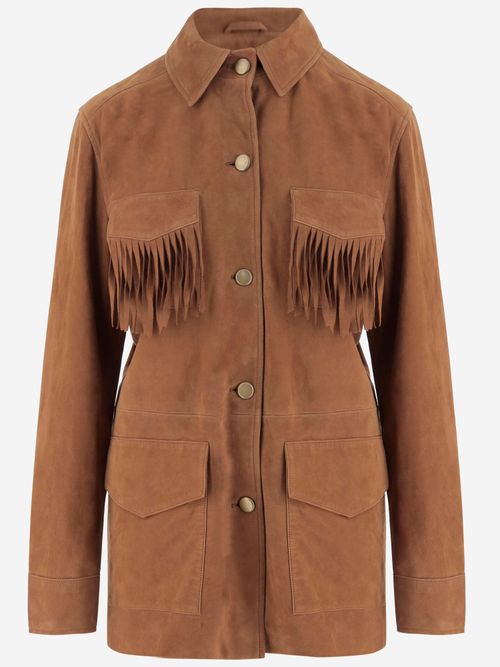 Suede Fringed Jacket — Brown