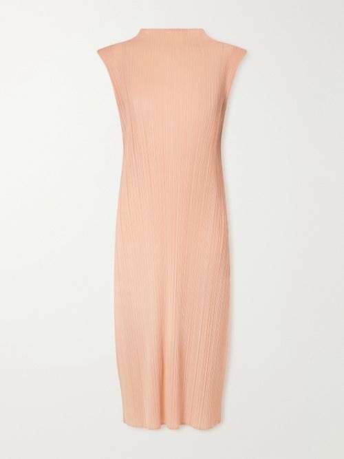 Plissé Midi Dress - Orange