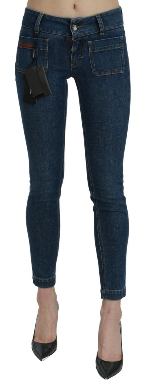 Slim-Fit Cropped Denim Jeans — Blue