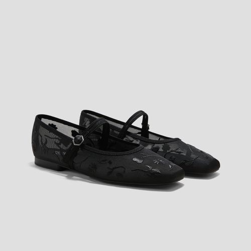 VIVAIA Square-Toe Mary Janes Margot Mary Jane|BLACK FRENCH FLORAL MESH