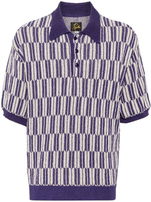 Patterned short-sleeve polo shirt - Purple
