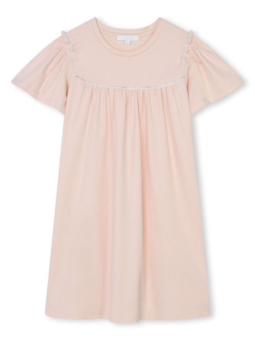 Ruffle-trimmed cotton dress - Pink