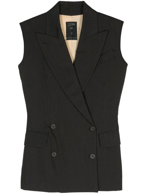 1980s pinstriped double-breasted waistcoat - Brown