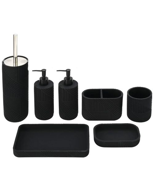 7Pc Urban Grid Resin Bathroom Accessories Set