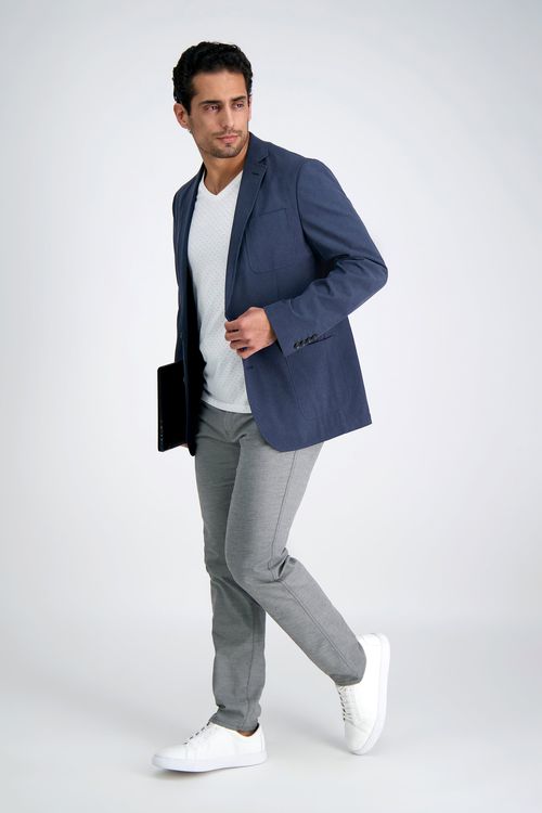 Haggar Smart Wash Performance Tech Blazer in Heather Navy | : Short/Regular