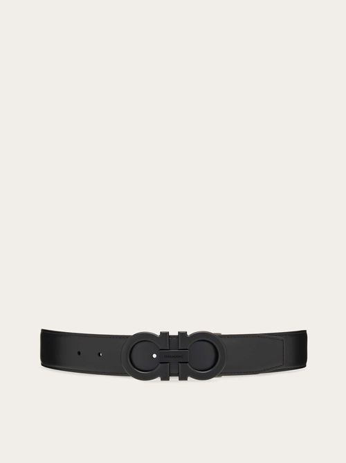 Men Reversible and adjustable Gancini belt Black