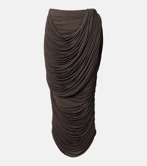 Draped jersey midi skirt