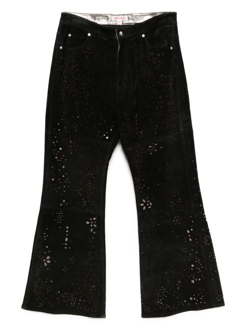 Galaxy-cut Leather Flare pants - Black