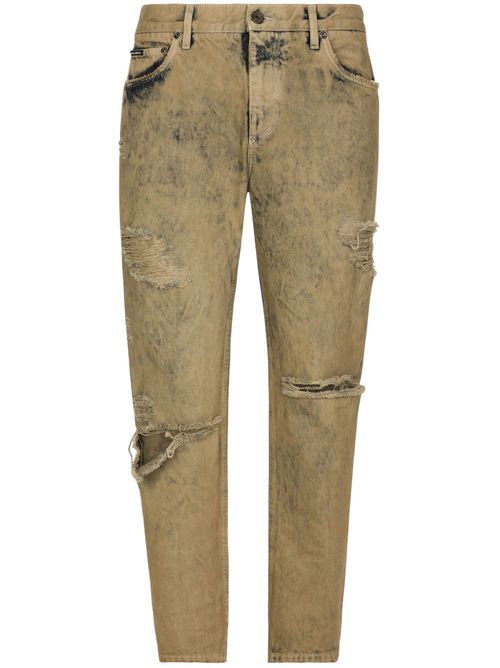 Ripped slim-fit jeans - Neutrals