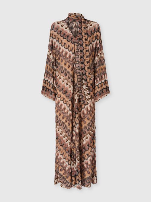 Missoni - Vestido largo de viscosa lamé con cinturón extraíble, Mujer, Verde & Marròn